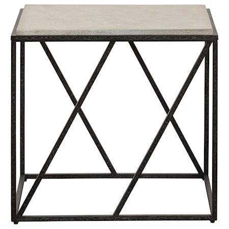 Modern Industrial End Table with Concrete Top